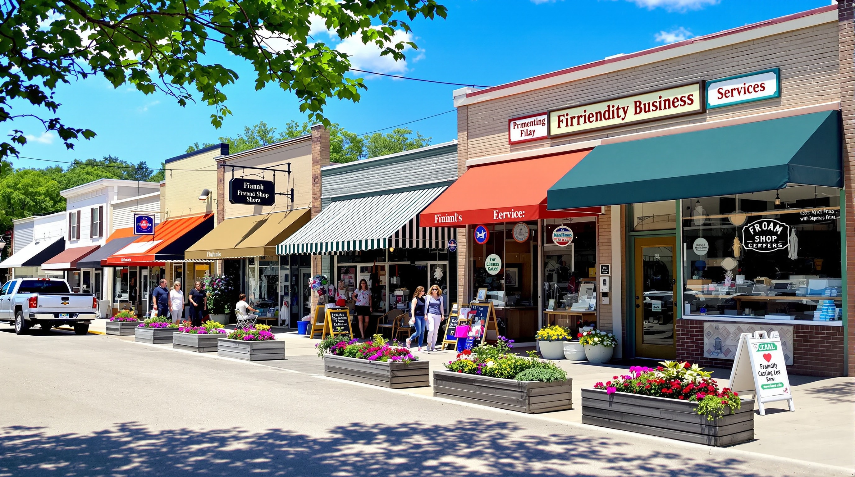 Local shops and service businesses in the Rice Minnesota business district